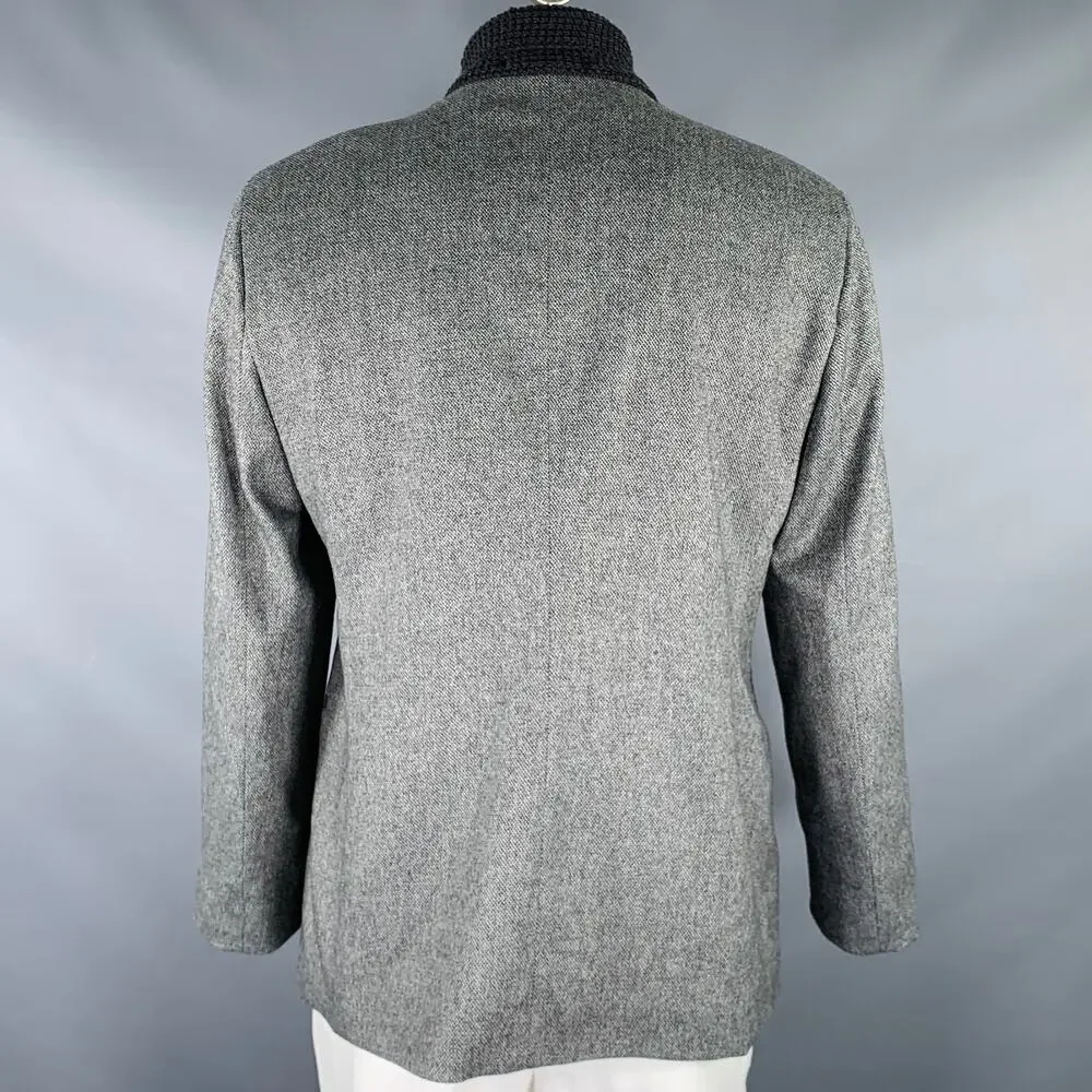 EMPORIO ARMANI Size 46 Grey Black Wool Blend Notch Lapel Sport Coat